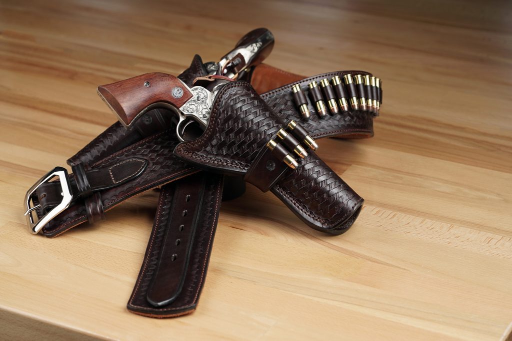 Kirkpatrick Leather Idaho John western gun belt in the brown basket weave finish