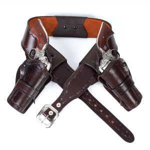 ~NEW~ Double Buckle Western Cowboy Leather RH Revolver Holster Leg Strap 5.5" 