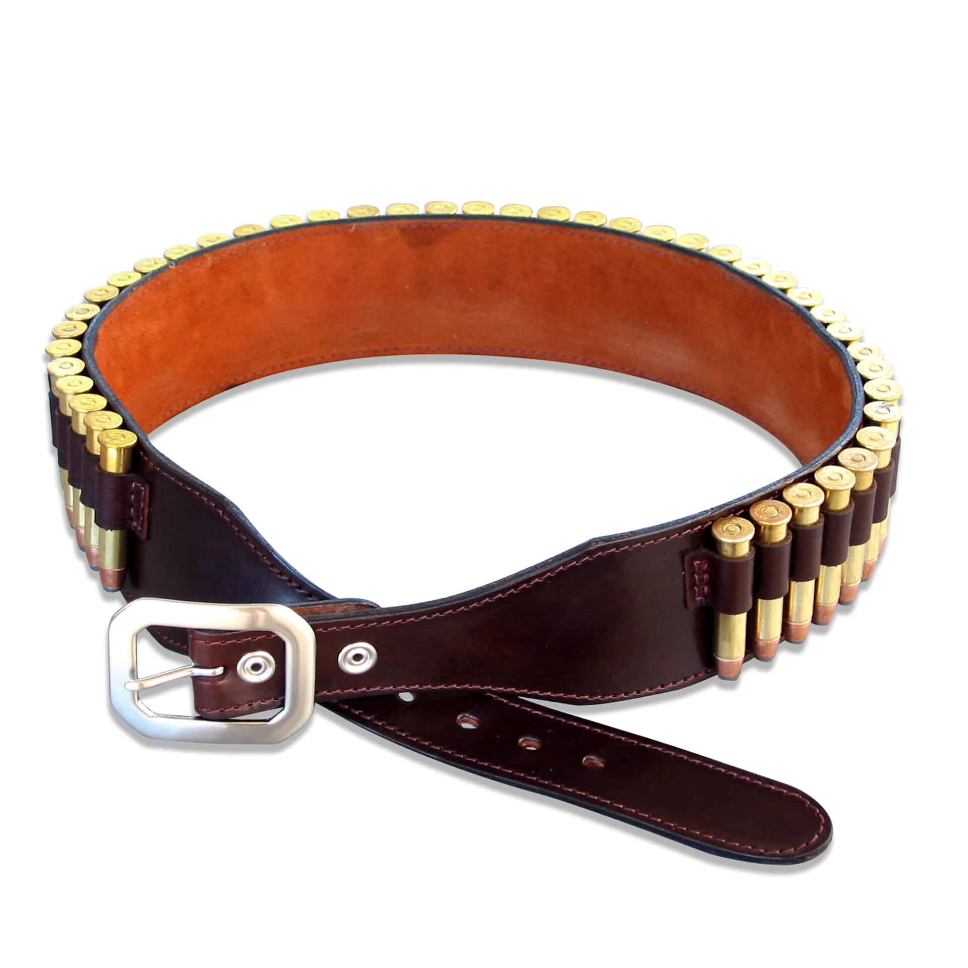 Genuine Cowhide Leather Rifle Cartridge Belt - 44 Round Bandolier For Hunting