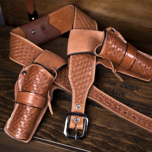 Kirkpatrick Leather Champion Western Holster in the tan Basket weave finish