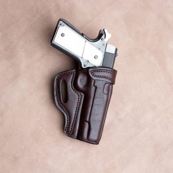 Kirkpatrick leather belt holster for the Colt 1911 in brown