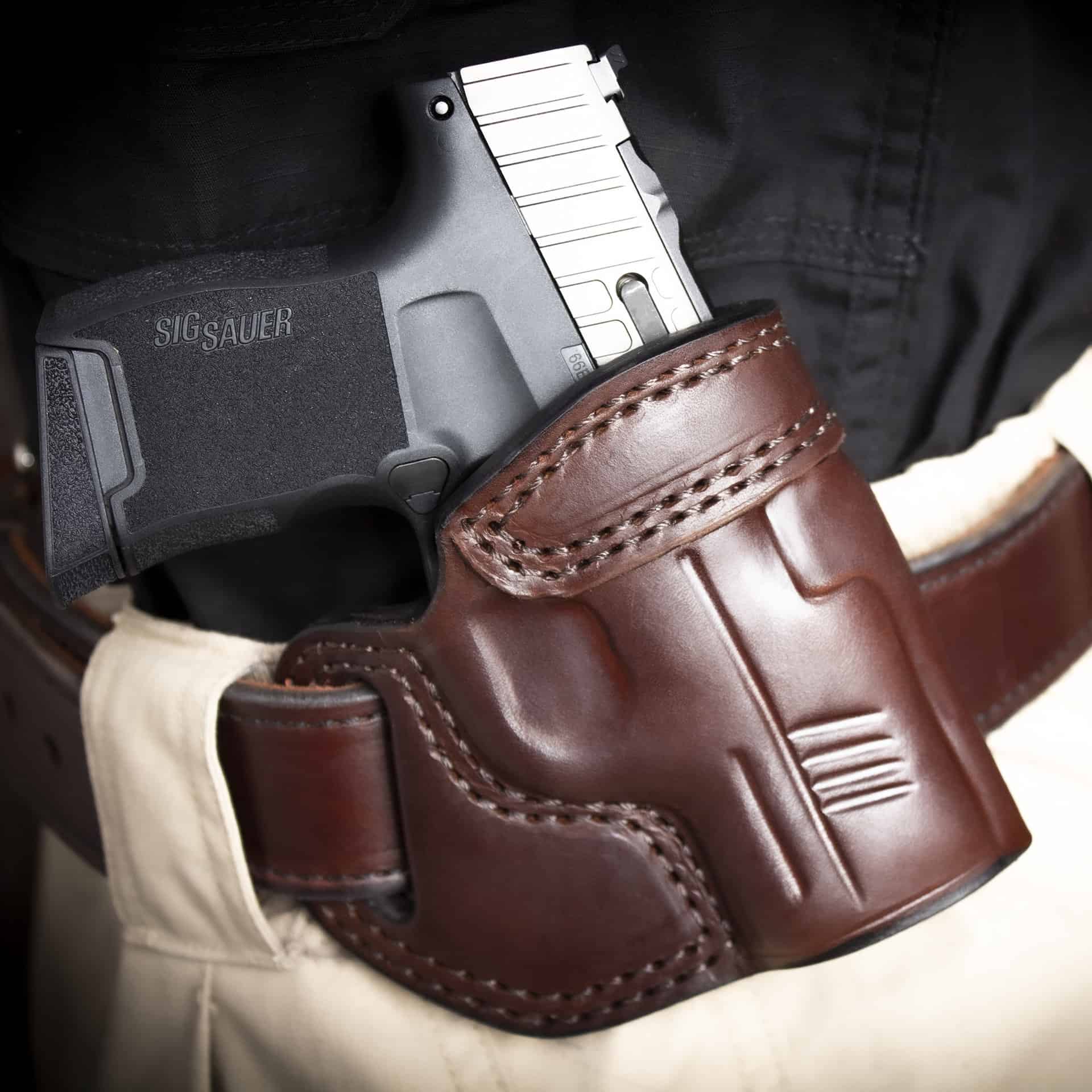thumbnail image 2 of Cebeci Brown Leather IWB/OWB/SOB Concealment Holster – Ambidextrous – Fits Most Auto & Revolver Models (Choose Your Gun) 2 of 6