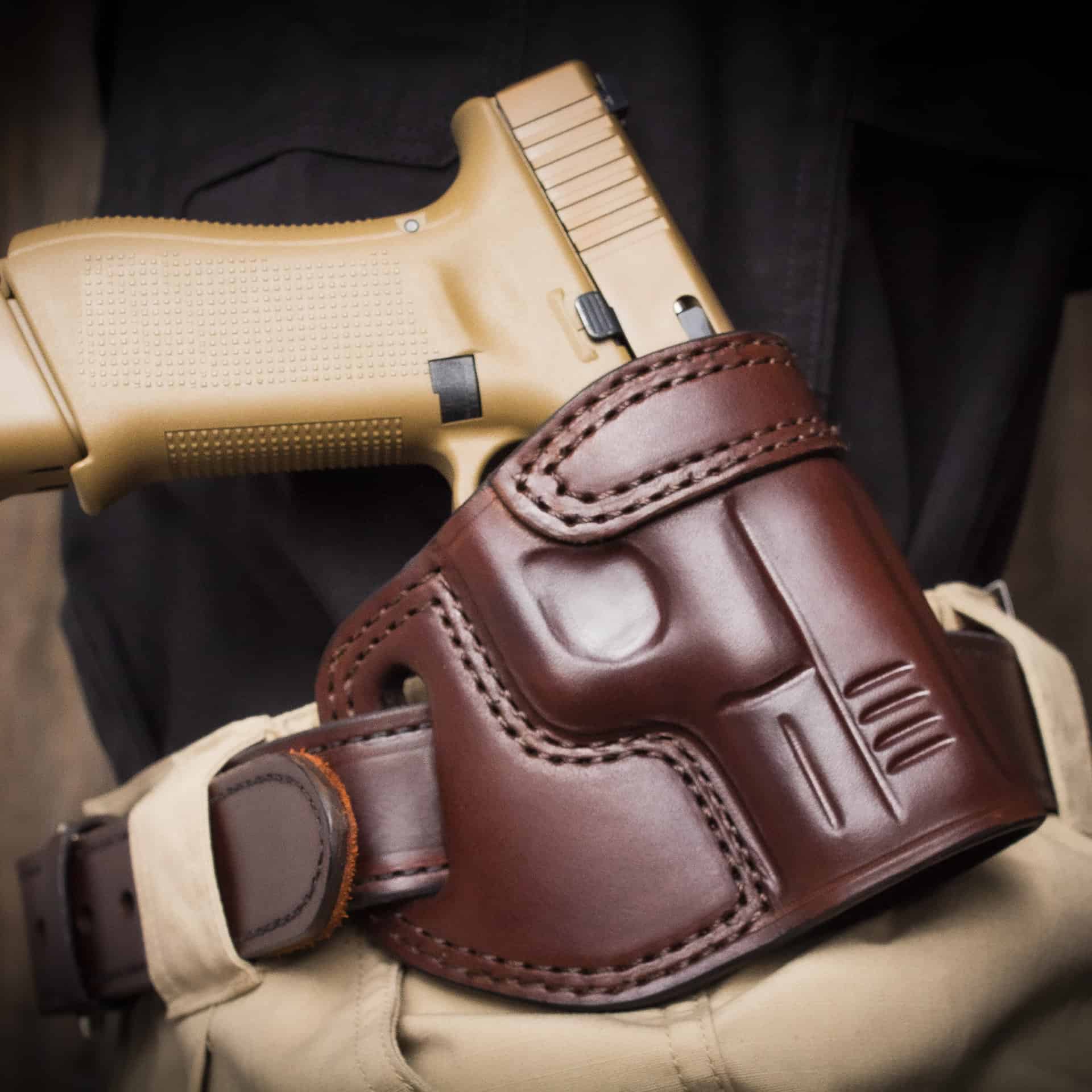 Dual Angle Hunter OWB Hip or Cross-Draw Leather Holster