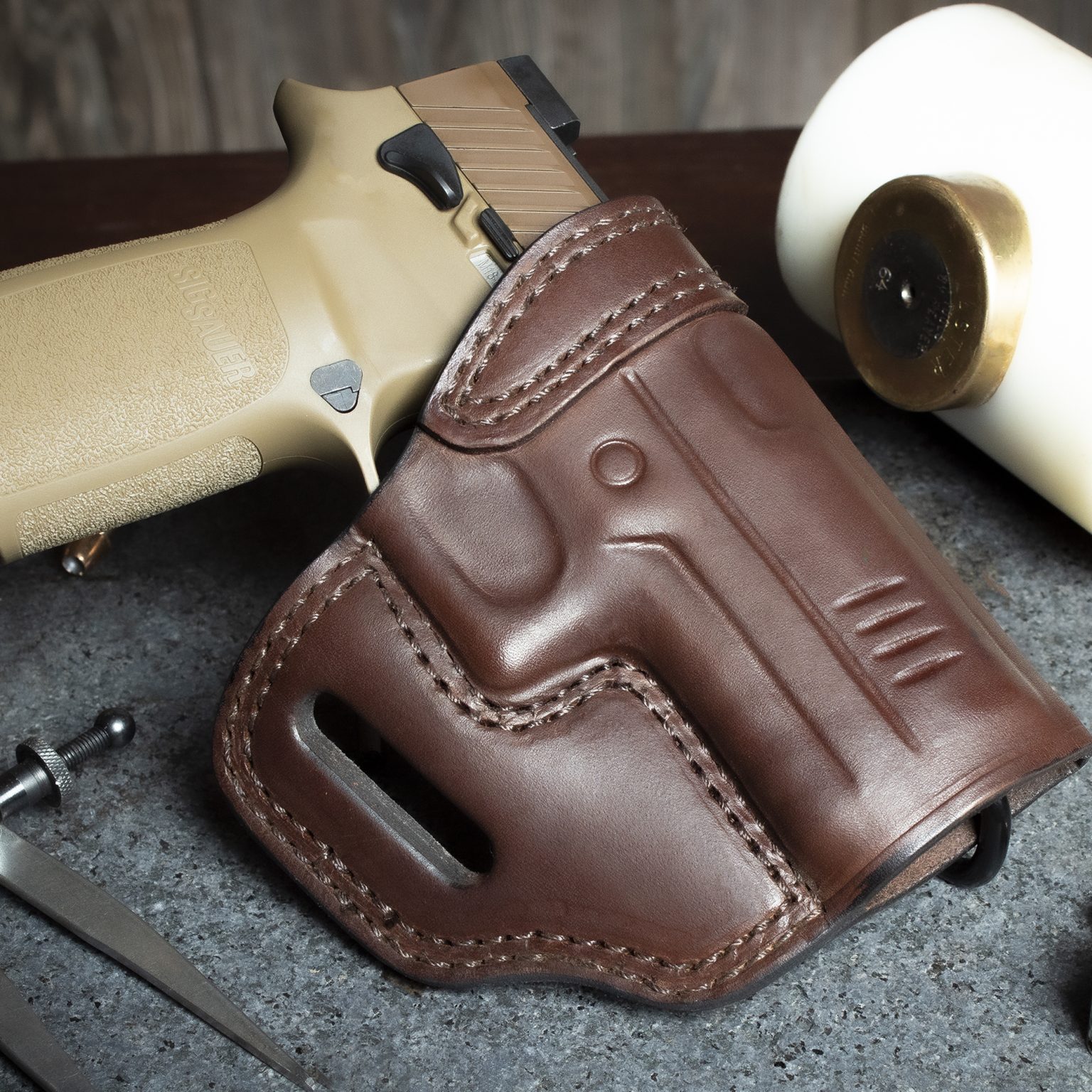 Quickship SIG P320 OWB Leather Holster Texas Strong Side