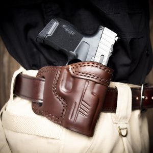 thumbnail image 2 of Azula OWB Leather 2 Slot Molded Pancake Belt Holster For Sig Sauer P365 Xmacro With Optic Tan Right Hand 2 of 13