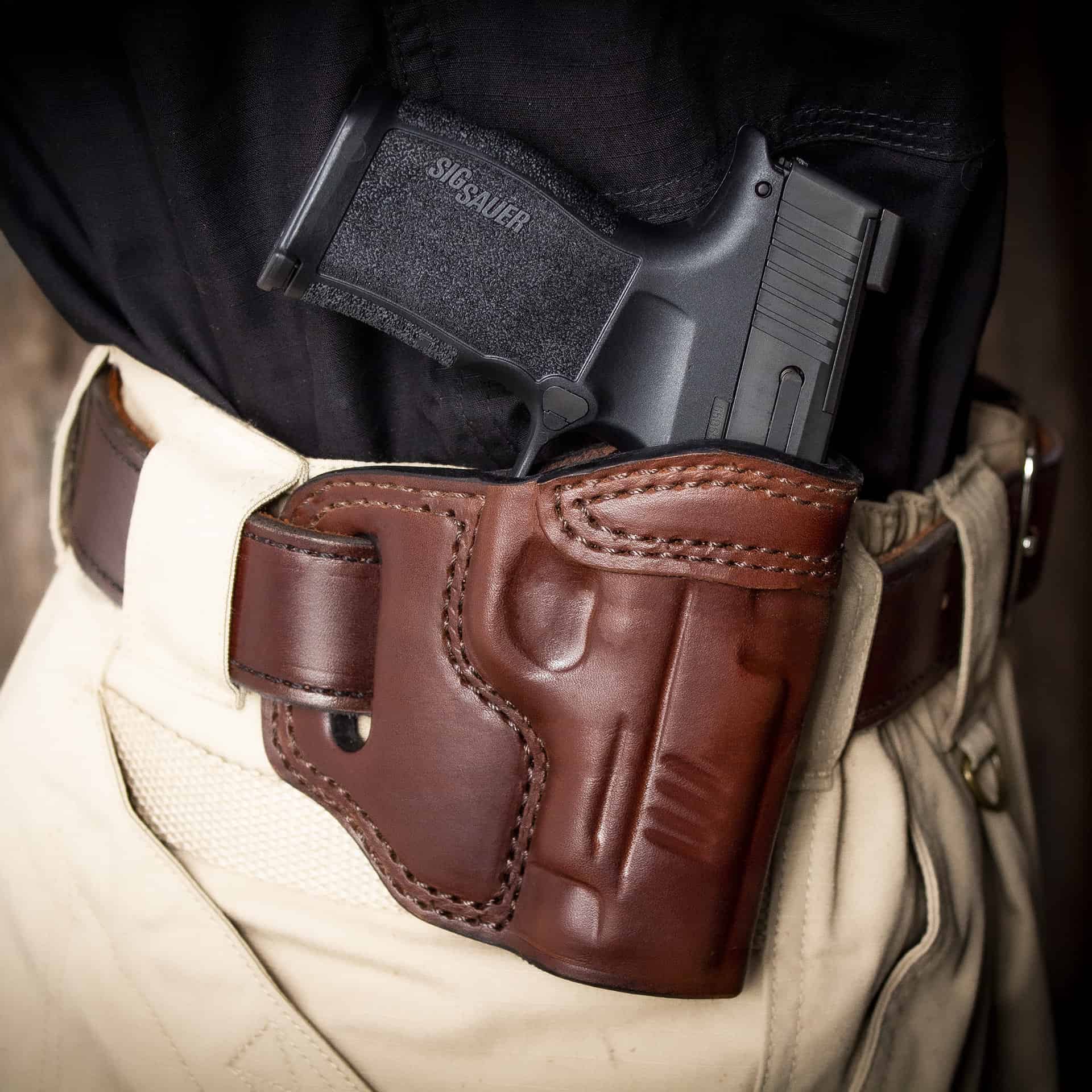 Quickship Sig P365 OWB Leather Holster - Texas Strong Side