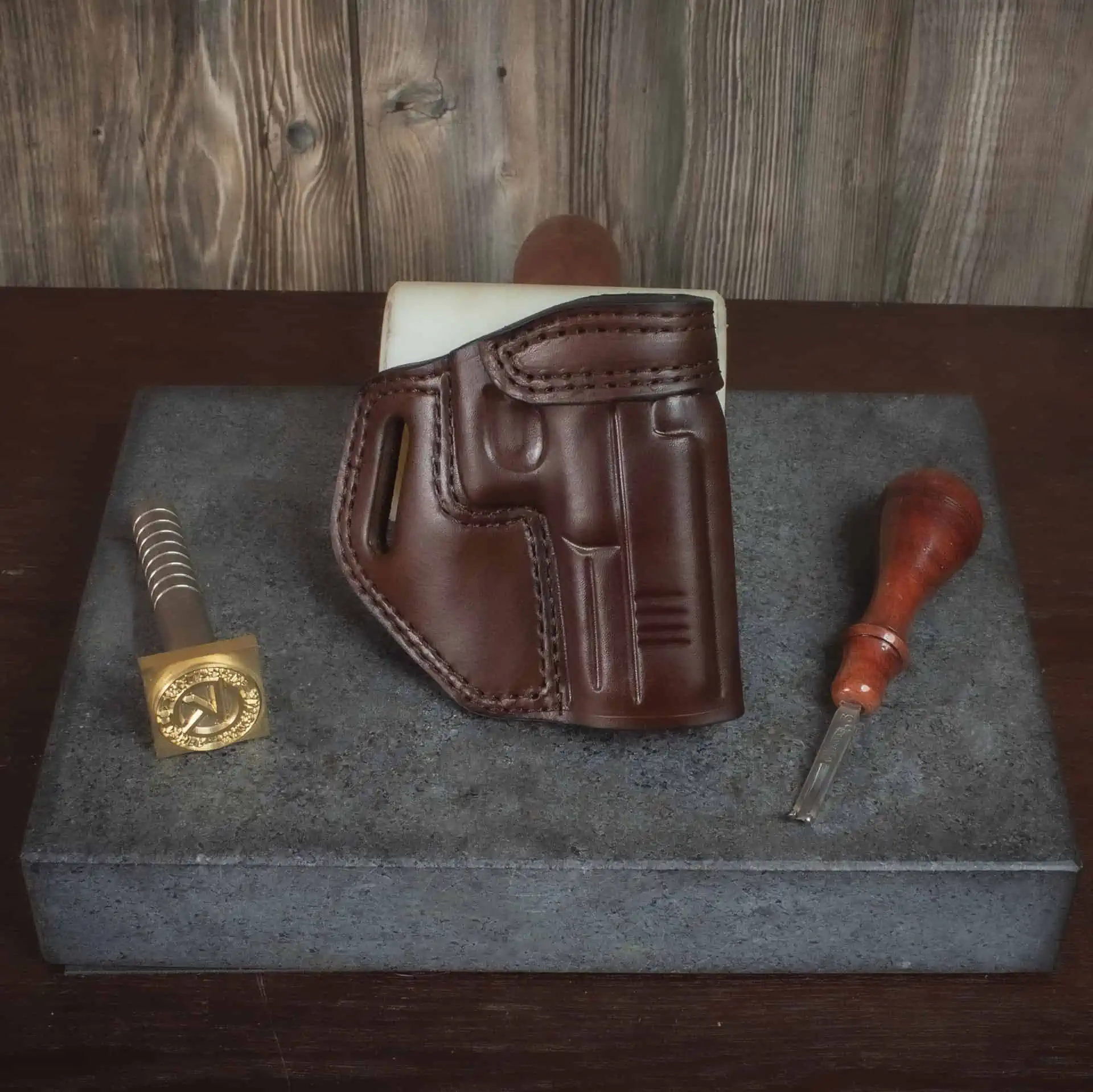 Quickship Glock 17 OWB Leather Holster - Texas Strong Side