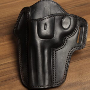 OVERSTOCK - Model 2020 Revolver OWB holster for 4.25" Python/L frames, Black, LH, Smooth leather lined