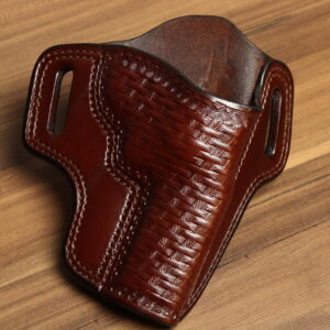 OVERSTOCK - Model 2020 OWB holster for 3.5" K/L Frames, Brown, RH, Basket weave finish