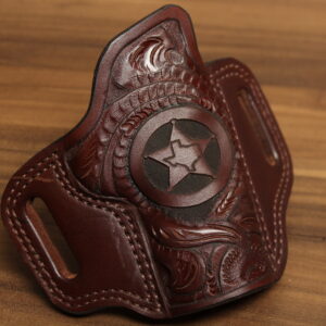 OVERSTOCK - Model 2010 Undercover OWB holster for 3.5" 1911, Brown, RH, BBQ hand-tooled finish