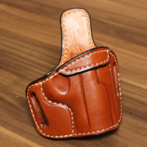 OVERSTOCK - Model 2145 Compact Undercover OWB holster for Kimber Micro 9, Saddle tan, RH, Smooth leather lined