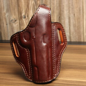 OVERSTOCK - Model 2000 Challenger OWB holster with level 2 retention for 5" 1911, Brown, RH, Cocked n' Locked carry, Smooth leather lined