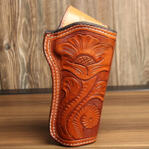 OVERSTOCK - Model IDJ holster for 6.5" Desert Eagle, Saddle tan, RH, Hand tooled finish, Blem/marked
