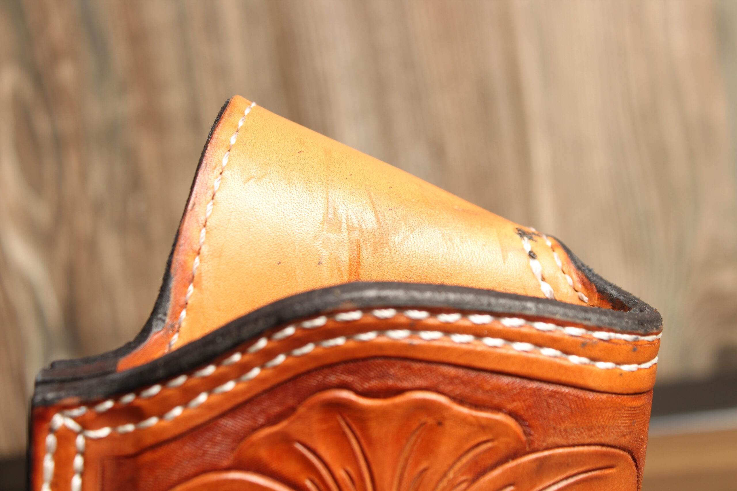 OVERSTOCK - Model IDJ holster for 6.5" Desert Eagle, Saddle tan, RH, Hand tooled finish, Blem/marked