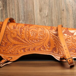 OVERSTOCK - Custom Model 30 Rifle scabbard to fit most AR-15 pattern rifles with up to 2 handguard accessories, Saddle tan, hand tooled finish