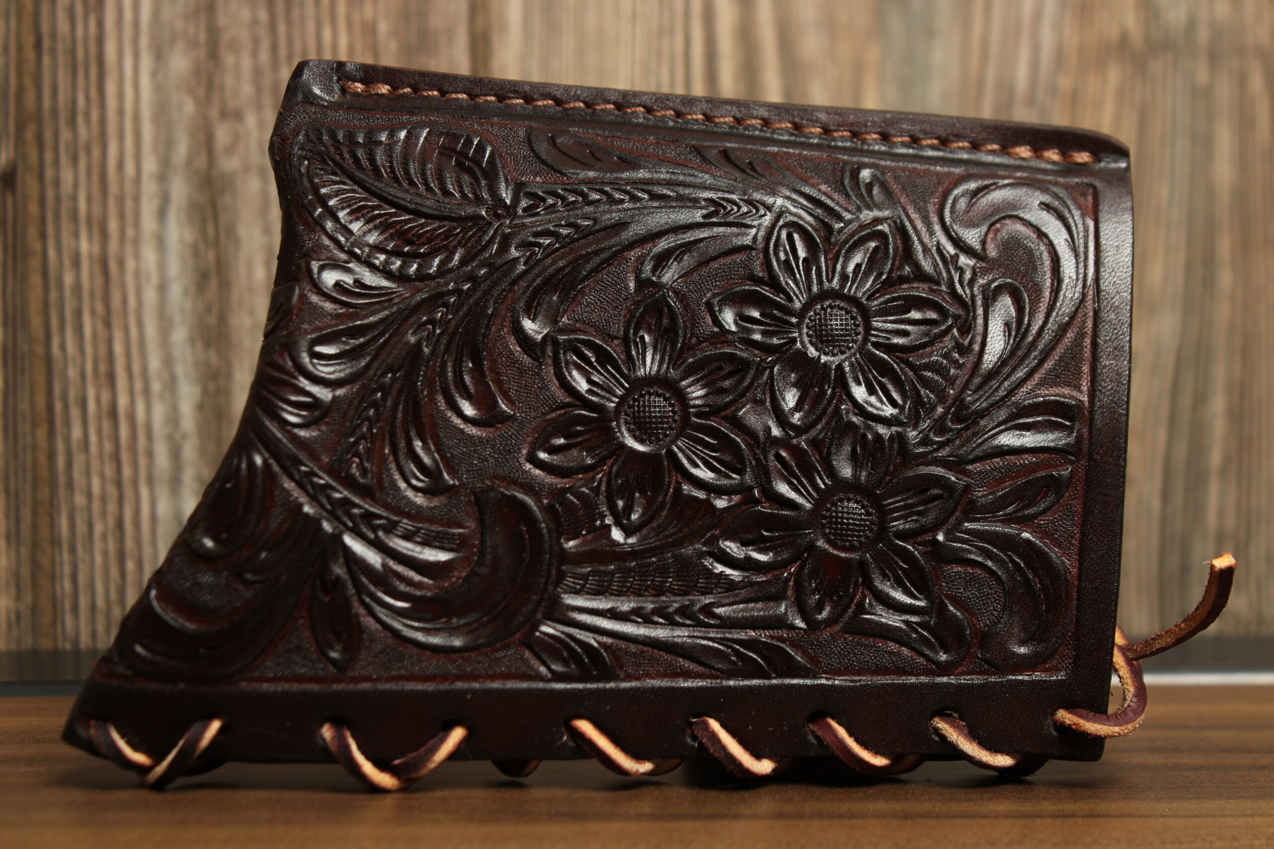 OVERSTOCK - Model BC Rifle Butt Cover for 1873 Crescent-pattern buttstocks, Brown, Hand-tooled finish