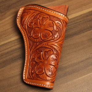 OVERSTOCK - Model 1945 Deputy Marshal OWB holster for 4.25" Colt Python, Tan, RH, Hand-tooled finish